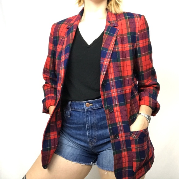 Pendleton Jackets & Blazers - Vintage Pendleton Red Tartan Plaid Blazer 12